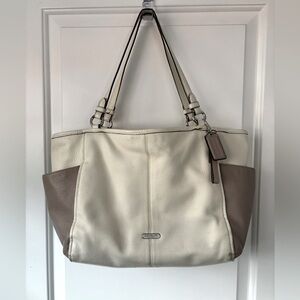 COACH Factory Carrie Tote Purse Block Ivory and Beige
